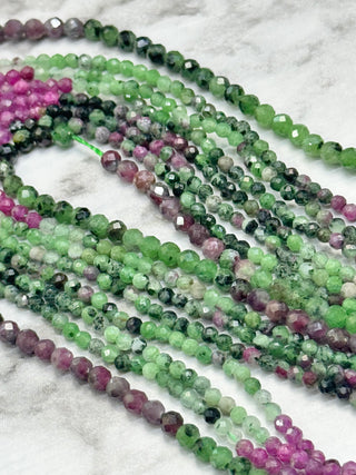 Ruby in Zoisite Gradient Color Faceted Beads Strand - 2mm