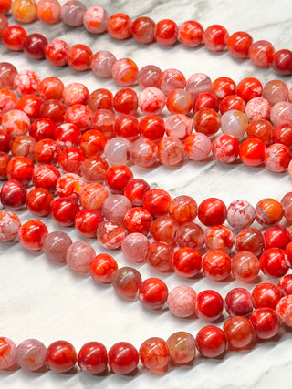 Red Fire Crackle Agate Beads Strand - 8mm