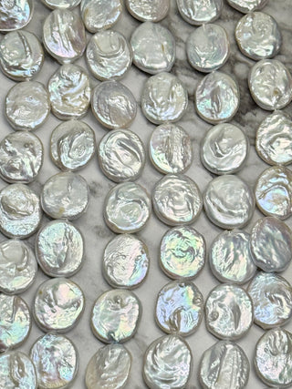 Keshi Flat Oval Pearl Beads Strand - 16-25mm