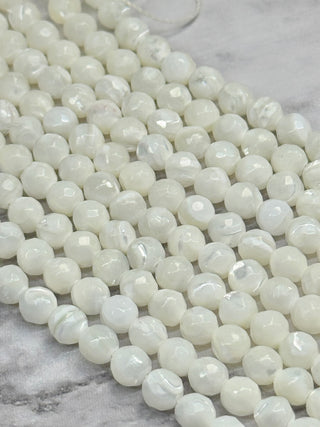 Mother of Pearl Shell Faceted Beads Strand - 6mm
