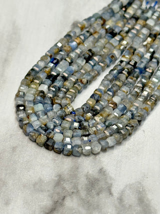 Kyanite Bead Strand - Faceted Table Cut Cube - 2x2-2.5mm