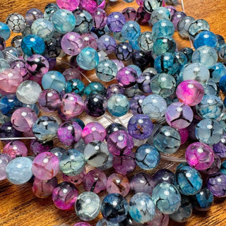 Galaxy Dragons Vein Agate Bead Strand - 6mm - 8mm -10mm