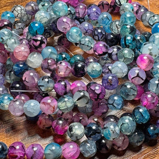 Galaxy Dragons Vein Agate Bead Strand - 6mm - 8mm -10mm