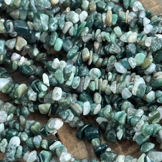Moss Agate Chip Bead Strand - 5-8mm