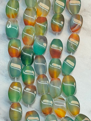 Peacock Agate Twist Beads Strand - 11x9mm