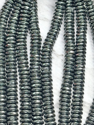 Hematite Faceted Rondelle Beads Strand - 12x3mm