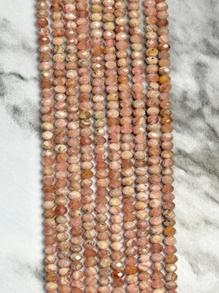 Argentina Rhodochrosite Faceted Rondelle Beads Strand