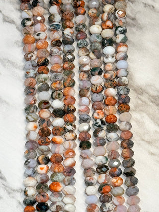 Red Tree Agate Faceted Rondelle Beads Strand