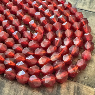 Carnelian Faceted Star Cut Beads Strand - 8mm