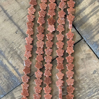 Red Goldstone Flower Beads - 6mm