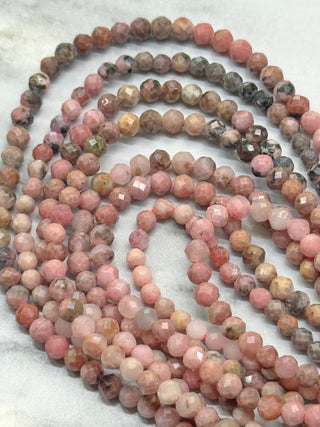 Rhodonite Gradient Color Faceted Beads Strand - 3mm