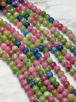 White Jade Faceted Beads Strand - 6mm