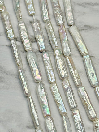 Freshwater Pearl Cultured Baroque Keshi Stick  Beads Strand - 23x6x3mm