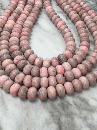 Pink Zebra Jasper Rondelle Bead Strand - 8x5mm