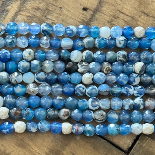 Faceted Cornflower Blue Agate - 4mm