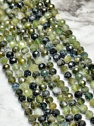 Green Tourmaline Faceted Beads Strand - 3mm - 4mm