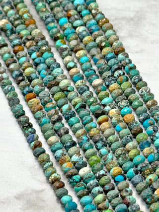 HuBei Turquoise Faceted Rondelle Beads Strand - 4x2mm