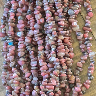 Rhodonite Chip Bead Strand - 4-7mm