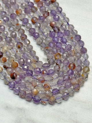 Purple Phantom Quartz Faceted Beads Strand - 4mm