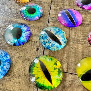 Dragon Eye Glass Cabochon - Assorted Colors - Oval - Round
