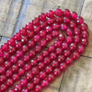 Faceted Dark Red Malaysian Jade Bead Strand - 4mm - 6mm - 8mm