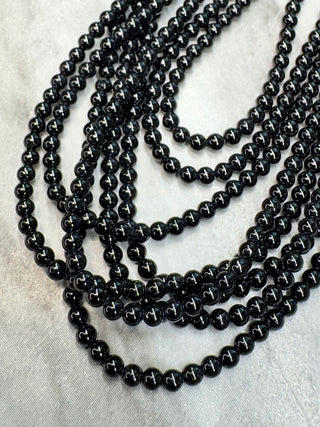 Black Tourmaline Bead Strand  - 2mm