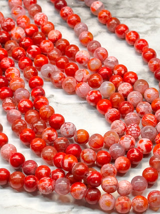 Red Fire Crackle Agate Beads Strand - 8mm