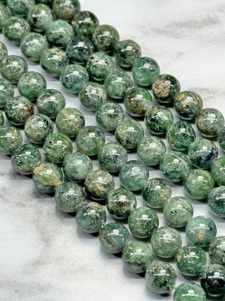 Grade AB Green Kyanite Round Bead Strand - 6mm