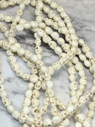 White Howlite Skull Beads Strand- 8mm