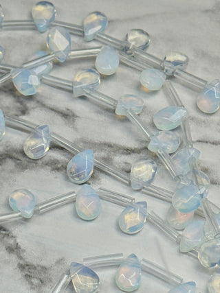 Opalite Top Drilled Faceted Teardrop Beads Strand - 9x6mm