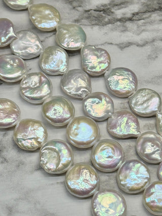 Freshwater Baroque Keshi Pearl Coin Beads Strand - 8mm - 11mm - 13mm