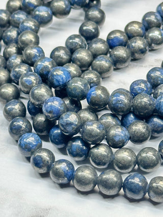 Blue Pyrite Beads Strand - 6mm - 8mm