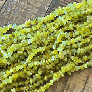 Olive Jade Chip Bead Strand - 5-8mm