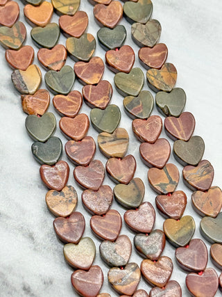 Picasso Jasper Heart Beads Strand - 6mm