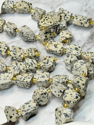 Dalmatian Jasper Stone Bead Strand - 11-14mm