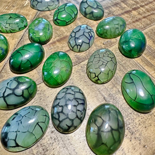 25x18mm Green Dragon's Vein Agate Oval Cabochon