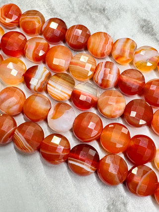 Banded Agate Faceted Coin Bead Strand - 6mm