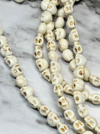 White Howlite Skull Beads Strand- 8mm