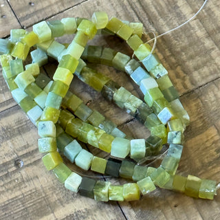 Xiuyan Jade Cube Bead Strand - 6mm
