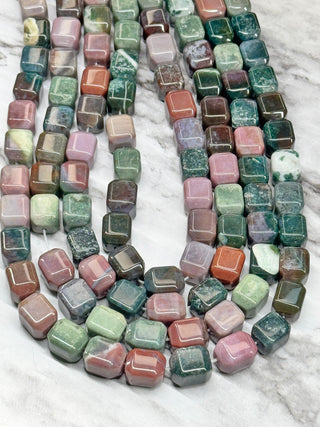 Indian Agate Cube Beads Strand - 12mm