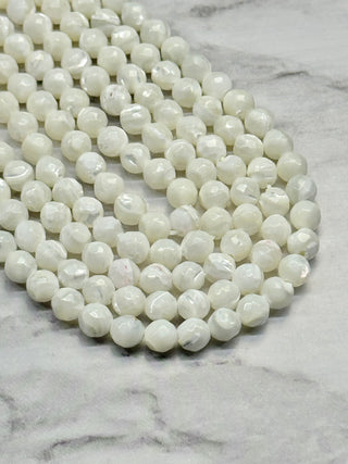 Mother of Pearl Shell Faceted Beads Strand - 6mm