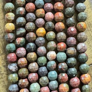 128 Facet Picasso Jasper Bead Strand - 6mm - 8mm