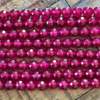Faceted Dark Red Malaysian Jade Bead Strand - 4mm - 6mm - 8mm