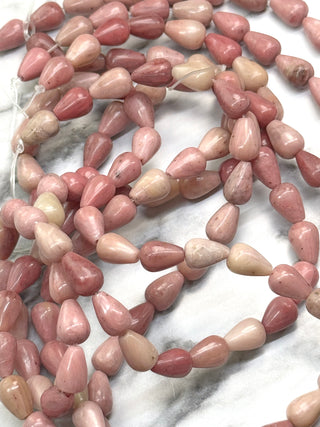 Pink Rhodonite Teardrop Beads Strand - 9x6mm