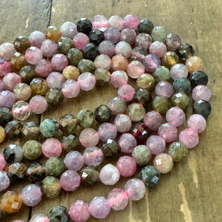 Faceted Watermelon Tourmaline Bead Strand - 4mm