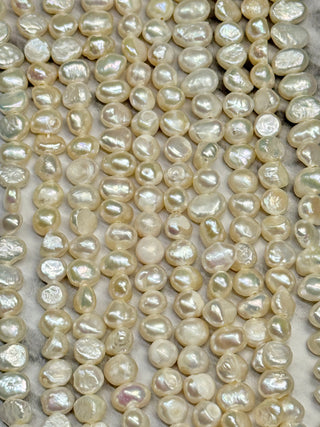 Freshwater Pearl Nugget Beads Strand - Marine Blue or Seashell Color