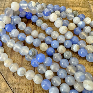 Cornflower Blue Sardonyx Bead Strand - 8mm