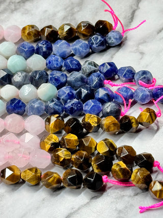Chakra Mixed Gemstone Faceted Star Cut Beads Strand - 8mm