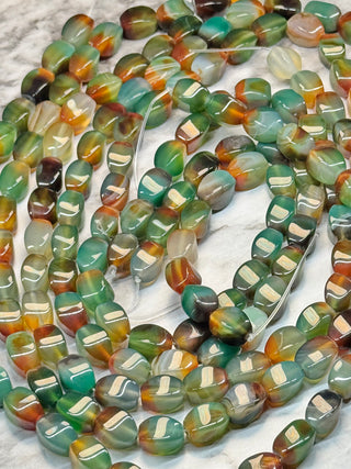 Peacock Agate Twist Beads Strand - 11x9mm