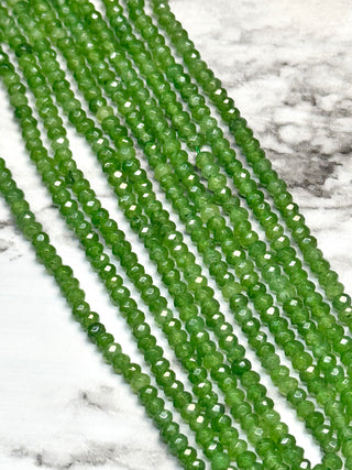 Jade Faceted Rondelle Beads Strand - 4x3mm - Various Colors